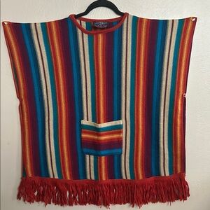 Vintage Renee Tener for Outlander Poncho with Fringe. Wool Blend. One Size.